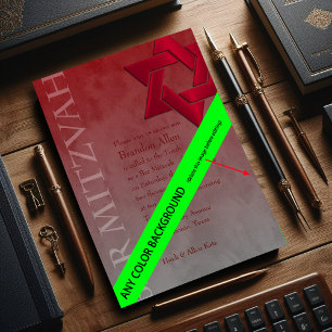 Bar Mitzvah Stylish Red Star von David Ombre Einladung