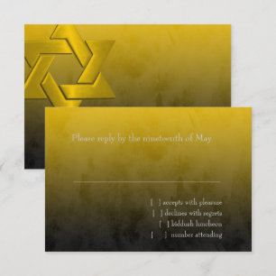 Bar Mitzvah Stylish Yellow Star von David Ombre RSVP Karte