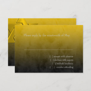Bar Mitzvah Stylish Yellow Star von David Ombre RSVP Karte