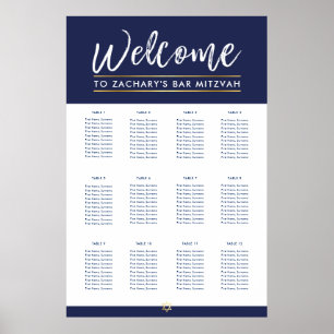 BAR MITZVAH TABLE PLAN 12 Tische moderne Marine Poster