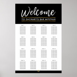 BAR MITZVAH TABLE PLAN 16 Tische modern schwarz Poster