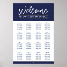BAR MITZVAH TABLE PLAN 16 Tische moderne Marine Poster