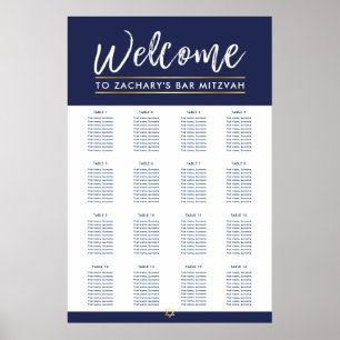 BAR MITZVAH TABLE PLAN 16 Tische moderne Marine Poster