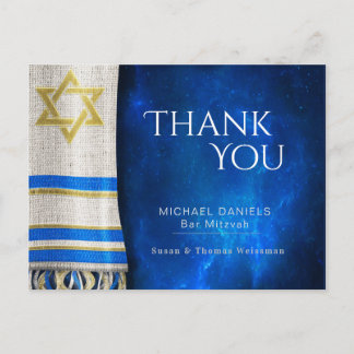 Bar Mitzvah Vielen Dank, dass Sie Gebet Shawl Blue Postkarte