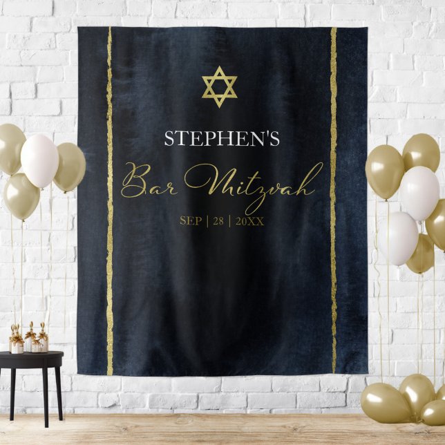 Bar Mitzvah Watercolor Backdrops | Abstraktes Blau Wandteppich (Von Creator hochgeladen)