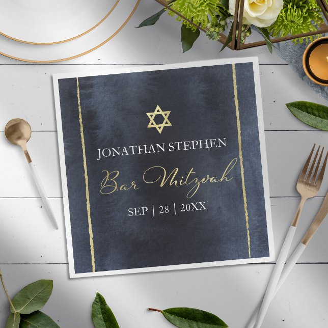 Bar Mitzvah Watercolor Napkins | Abstraktes Blau Serviette (Von Creator hochgeladen)