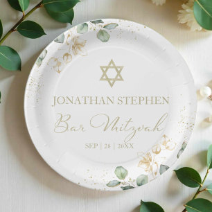 Bar Mitzvah Watercolor Paper Teller   Eukalyptus
