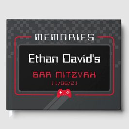 BAR MITZVAH WELCOME Gamer cool trendiger Rot-Schwa Gästebuch