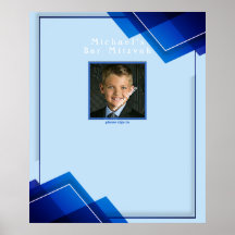 Bar Mitzvahs Modern Blue Geometric