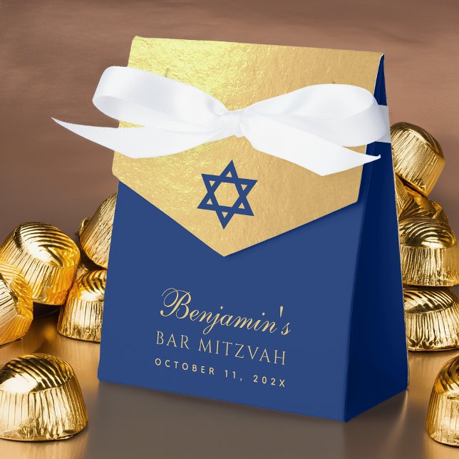 Bar-Mitzwa-Davidstern in Blau und Falschgold relig Geschenkschachtel (Von Creator hochgeladen)