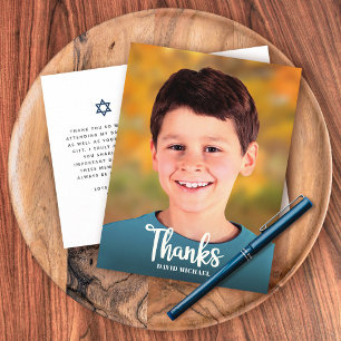 Bar Mitzwa-Foto Moderne kursive Dankeschön-Schrift Postkarte