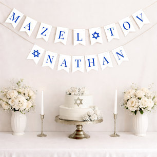 Bar Mitzwa Mazel Tov 6 Buchstaben Jungenname Blau Wimpelkette