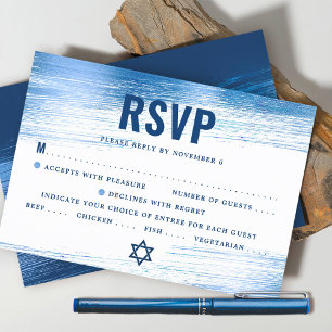 Bar Mitzwa Moderne Fette Navy-Typografie Blaue Fol RSVP Karte