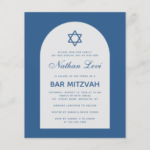 Bar-Mizwa-Einladung im klassischen blauen Bogen-St