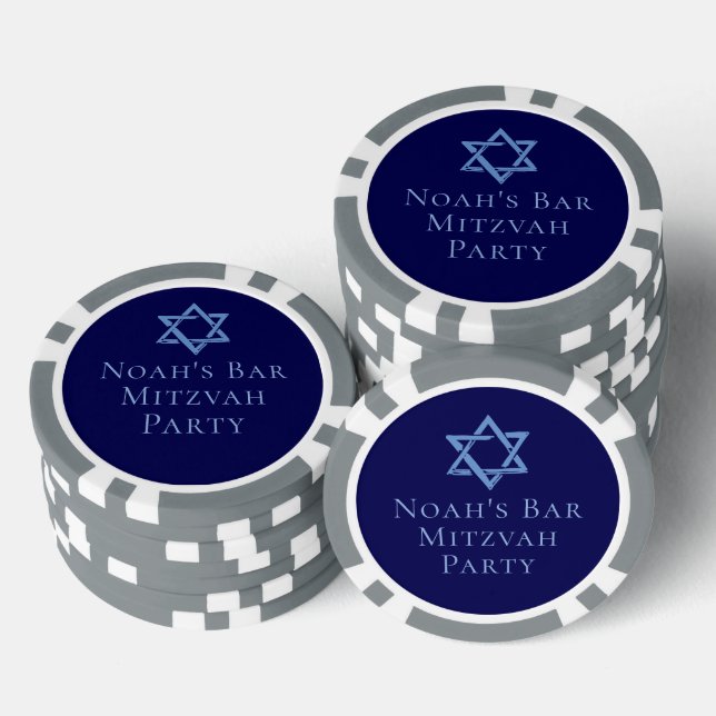 Bar-Mizwa-Feier Royalblauer Davidstern Pokerchips (Stapel)