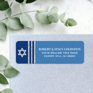 Bar Mizwa Fette Blaue Silberne Tallit Rücksendeadr