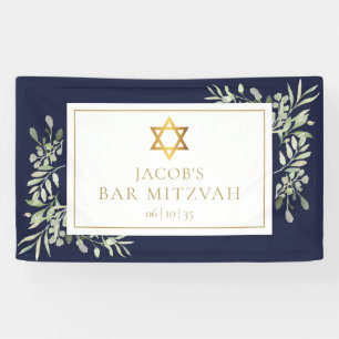 Bar Mizwa Grünzeug Navy Blau Feier Banner
