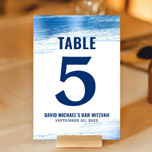 Bar Mizwa Marine Typografie Blaufolie Modern Fett Tischnummer
