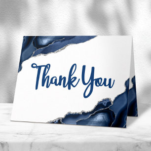 Bar Mizwa Minimal Navyblau Achat Schrift Blanko Dankeskarte