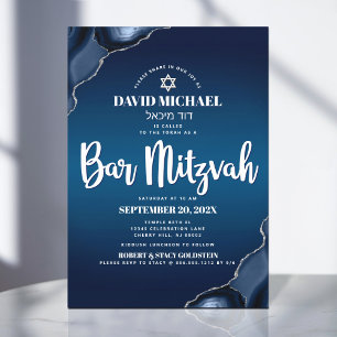 Bar Mizwa Moderne Navyblaue Ombre-Achat-Schrift In Einladung