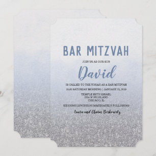 Bar Mizwa Ombre Blau Einladung