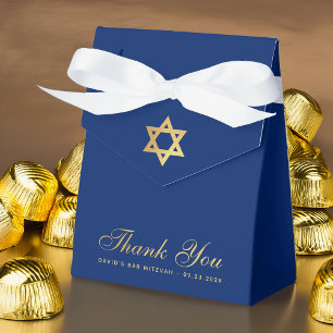 Bar-Mizwa-Royalblau-Goldstern-Dankeschön-Skript Geschenkschachtel