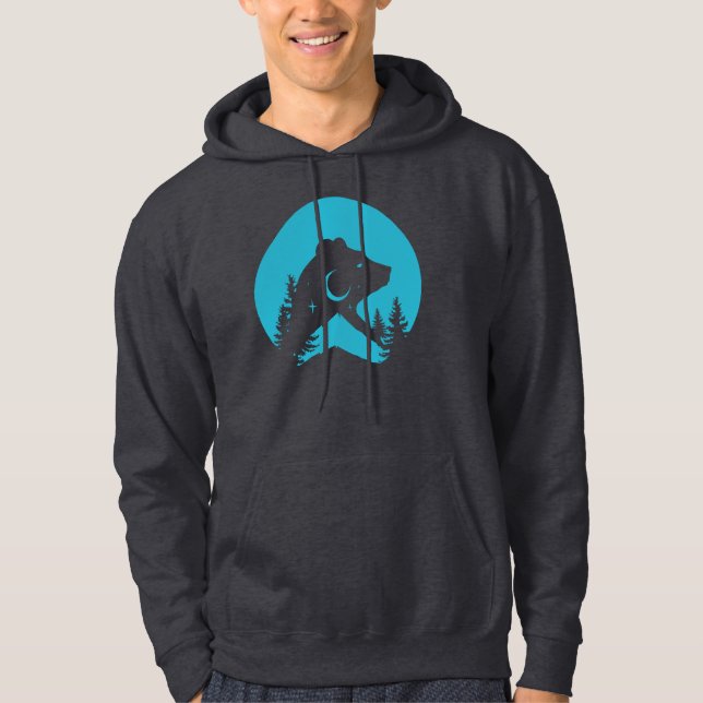 Bär Mountain Wald Mond Silhouette Hoodie (Vorderseite)