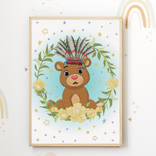 Bär Native American Kinderzimmer Druck Nursery Poster