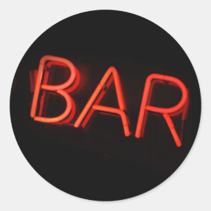 Bar Neon Sign Round Stickers