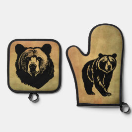 Bär Ofenhandschuh & Topflappen-Set