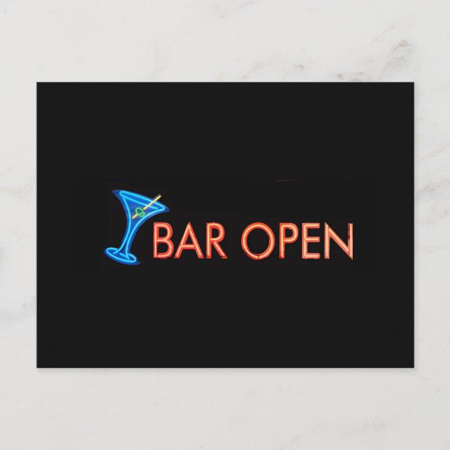 Bar Open Martini Signi-Foto Postkarte (Vorderseite)