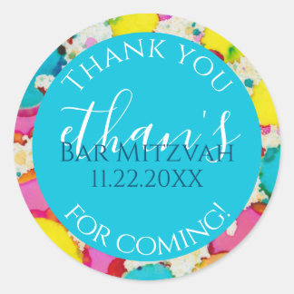 Bar or Bat Mitzvah Confetti Design Round Sticker