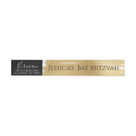 Bar or Bat Mitzvah Elegantes Gold und Schwarz Rundum-Adressaufkleber