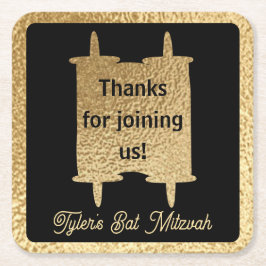 Bar or Bat Mitzvah Gold Torah Rechteckiger Pappuntersetzer