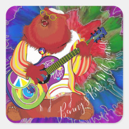 Bar or Bat Mitzvah Singing Bear Stickers Square