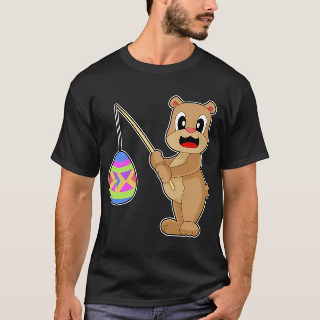 Bär Ostern Fischen T-Shirt (Vorderseite)