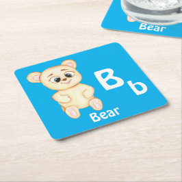 Bär personalisieren ABC: Letter B - Fügen Sie Ihre Rechteckiger Pappuntersetzer