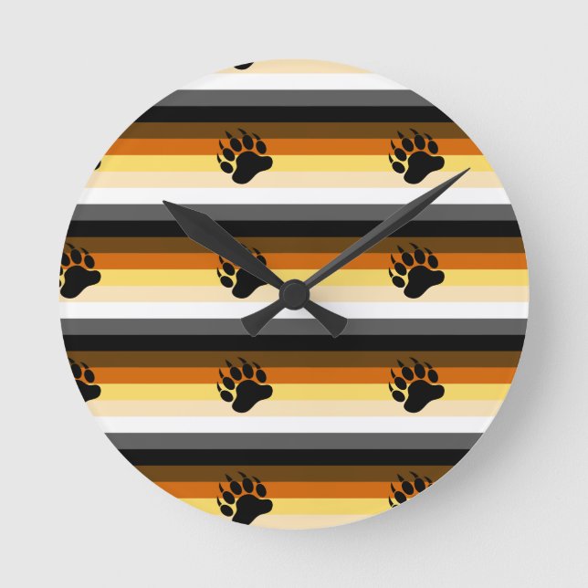 Bär-Pride-Flagge Runde Wanduhr (Vorderseite)