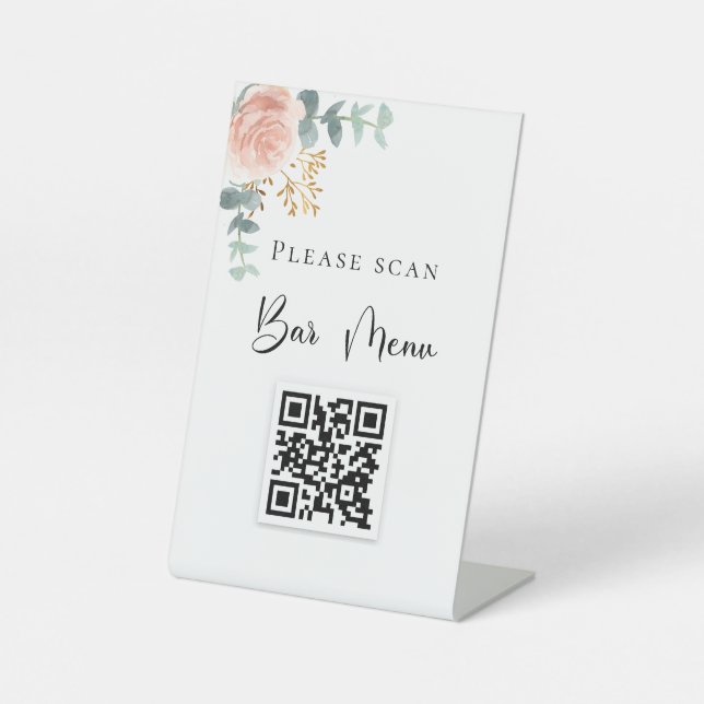 Bar QR-Code Blütenblättriger Eukalyptus Sockelschild (Vorderseite)