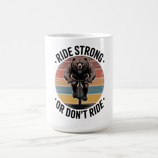 Bär-Radfahren-Vintage-Sonnenuntergang-Biker-Design Kaffeetasse (Mittel)
