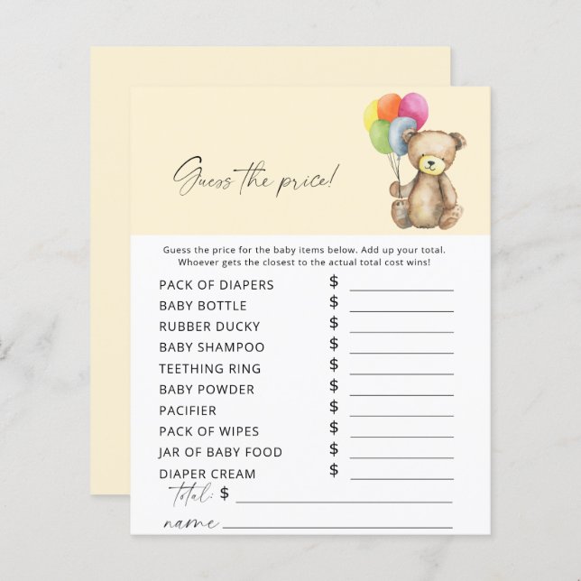 Bär - Raten Sie mal, was das Preisspiel ist (Vorne/Hinten)