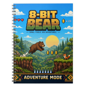 Bär, Retro-8-Bit-Pixel-Art Notizblock