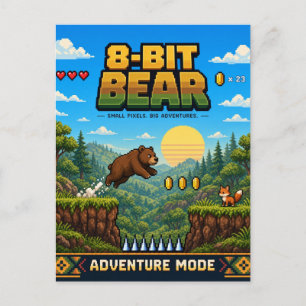 Bär, Retro-8-Bit-Pixelkunst Postkarte