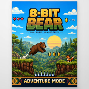 Bär, Retro-8-Bit-Pixelkunst Postkarte