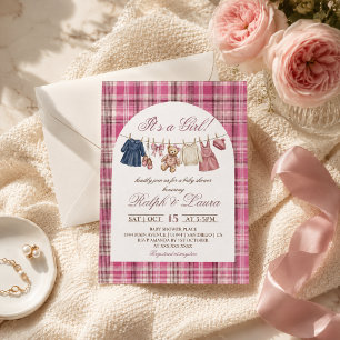 Bär Rosa Grandmillennial Luxus Mädchen Baby Shower Einladung