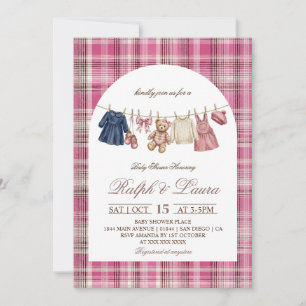 Bär Rosa Karo Vornehme Babyparty Einladung