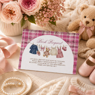Bär Rosa Wäscheleine Baby Shower Buch Anfrage Begleitkarte