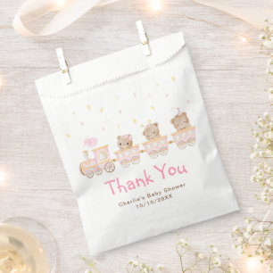 Bär Rosa Zug Baby Shower Dankeschön Geschenktütchen