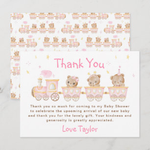 Bär Rosa Zug Baby Shower Dankeskarte