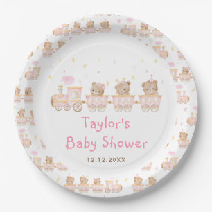 Bär Rosa Zug Baby Shower Pappteller